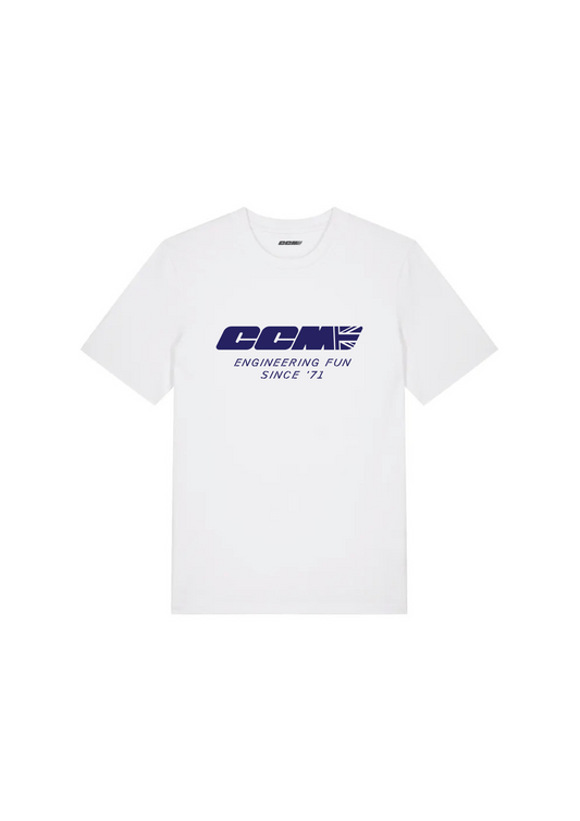 CCM Motorcycles White & Blue Logo T-shirt