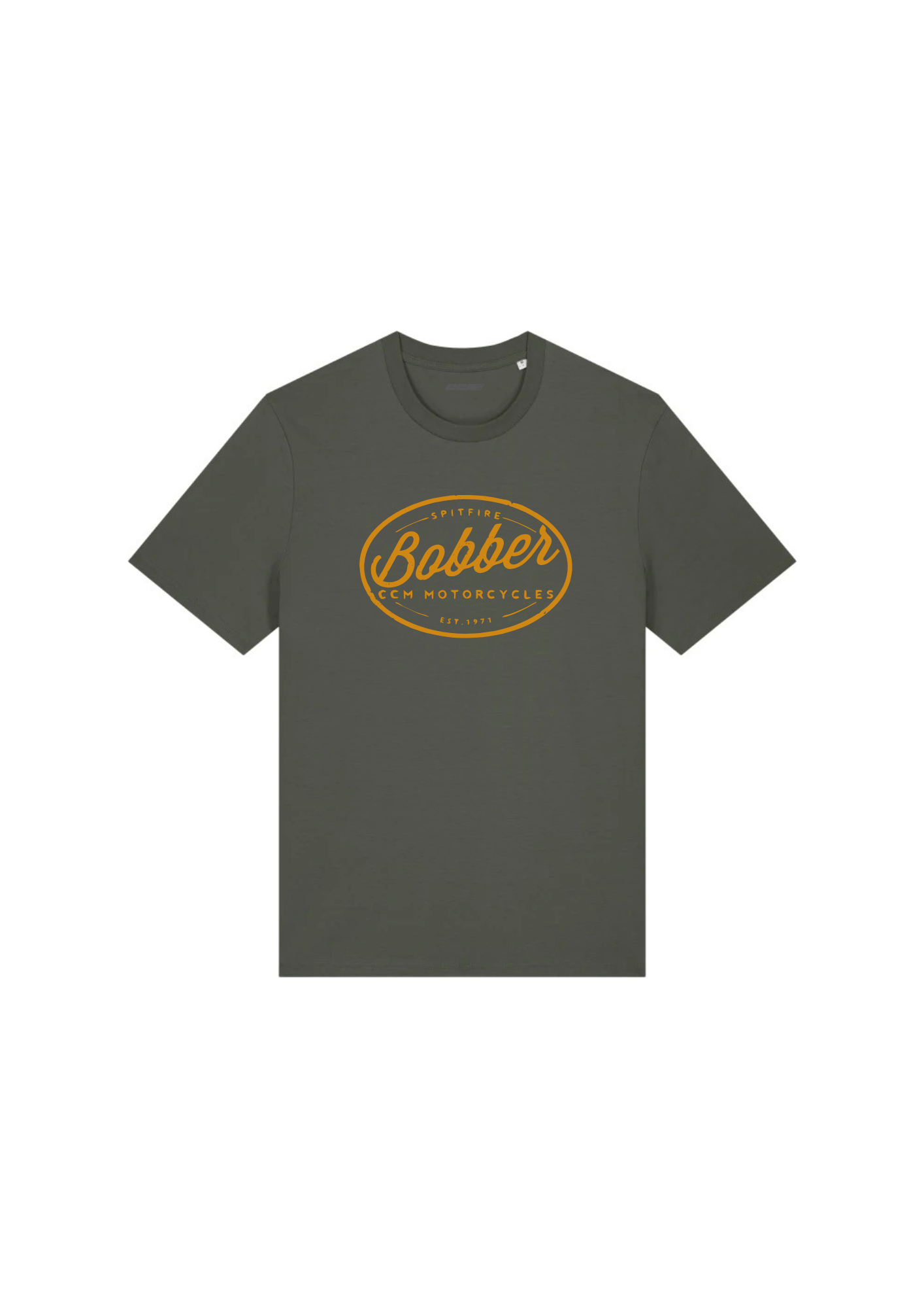 CCM Motorcycles Bobber Khaki & Yellow Logo  T-shirt